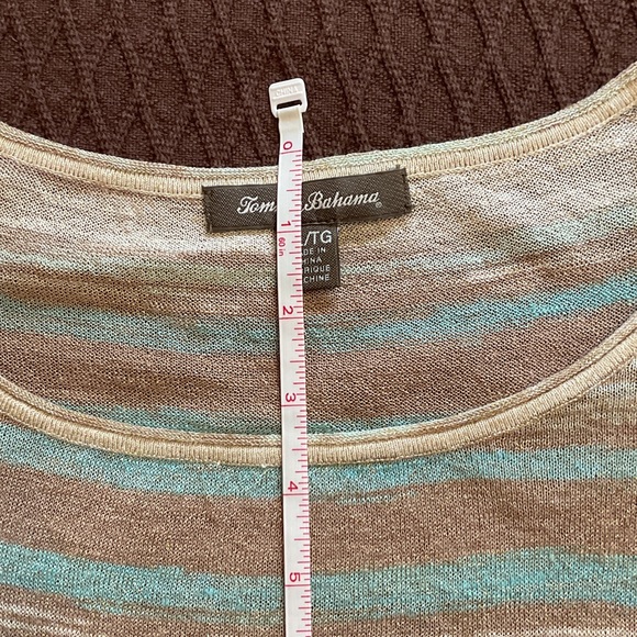 Tommy Bahama Beige, Brown and Teal Striped Top - Picture 5 of 8